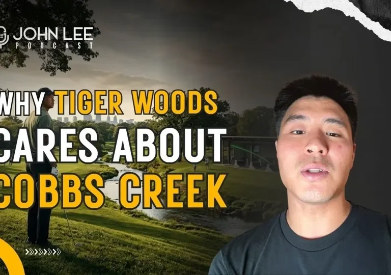 John Lee discussing Tiger Woods and the Cobbs Creek golf course in Philadelphia